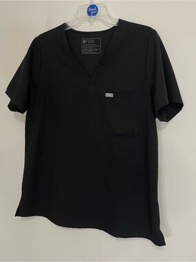 FIGS‎ Black V-Neck Medical Scrub Top~ Size Large ~ Medical Staff